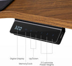 EUREKA ERGONOMIC Aero 55 Inch W Shaped Electric Standing Desk, Height Adjustable Computer Gaming Desk with LED Monitor Shelf, Mouse Pad, Headphone Hook, Cup Holder, Dark Walnut