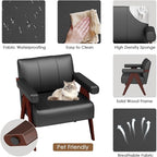 STHOUYN Black Leather Accent Chairs, Mid Century Modern Chair, Side Arm Chairs for Living Room, Office Guest Waiting Room Chairs (1, Black)