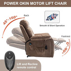 Oversized Lift Recliner Chairs for Elderly, 26in Extra Wide Power Chair with Massaga and Heating, Large Electric Lay Flat Recliners Sofa for Big and Tall Adult Lounging, Velvet Brown