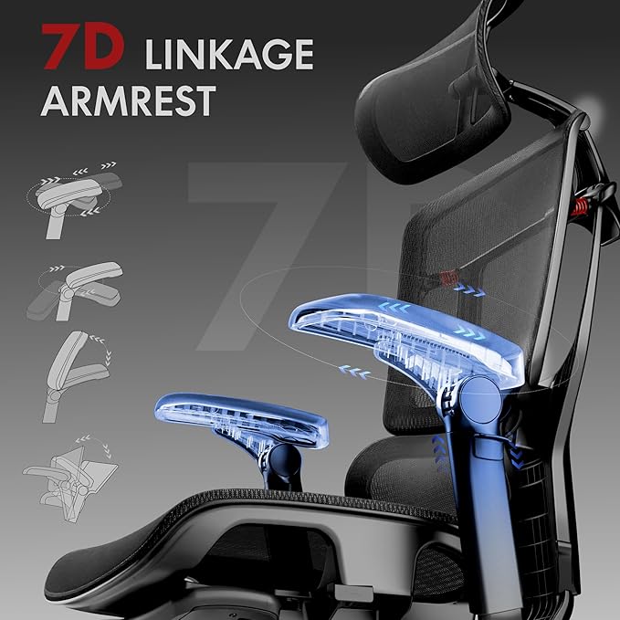 FLEXISPOT ErgoX-PRO Ergonomic Office Chair with Footrest Black – AeroWeave 5.0 Mesh Seat, 5D Lumbar, 7D Armrests, 4D Headrest, 551LBS Capacity – Office, Gaming, Home