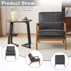 Karl home Mid-Century Modern Accent Chair, Living Room Chairs with Pillow Corduroy Upholstered Lounge Armchair with Solid Wood Frame & Soft Cushion for Bedroom, Reading Room, Dark Gray