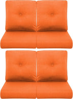 Patio Chair Cushions 4 Packs - Outside High Back Thick Water-Resistant Cushion 22x24 with Zipper Cover for Outdoor Glider Rocking Chairs Loveseat Couch – Orange/Buckle