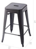 Amazon Basics Metal Bar Stools - 24-Inch, Set of 4, Black