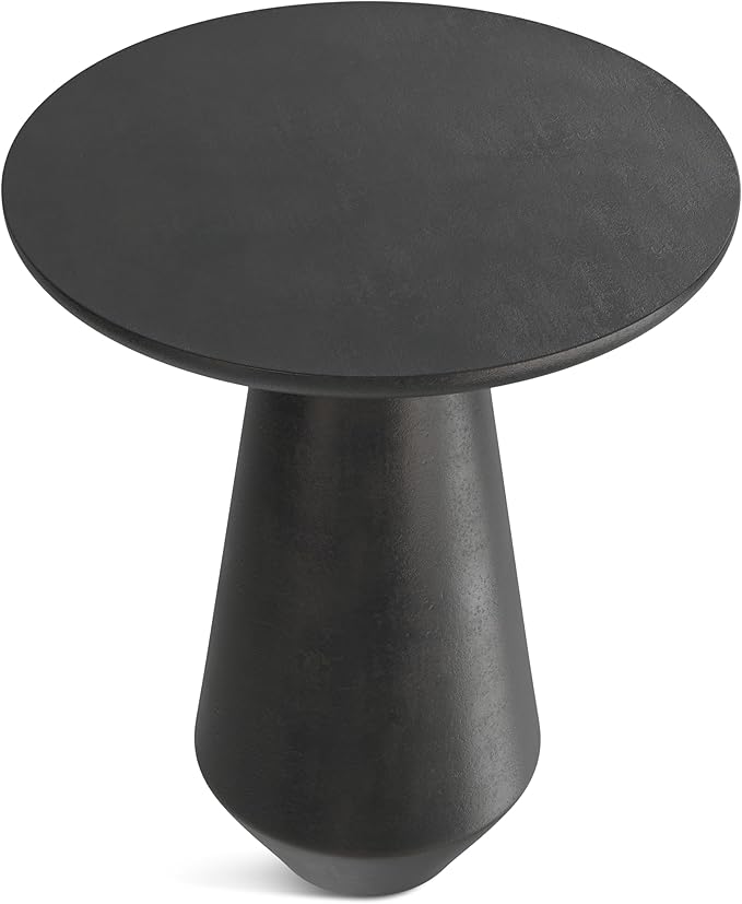 SIMPLIHOME Gloria Metal Side Table - 16 inch Wide Solid Metal Round Cast Aluminum Accent Table in Graphite, Contemporary End Table for Living Room with Powder-Coated Finish, Assembled