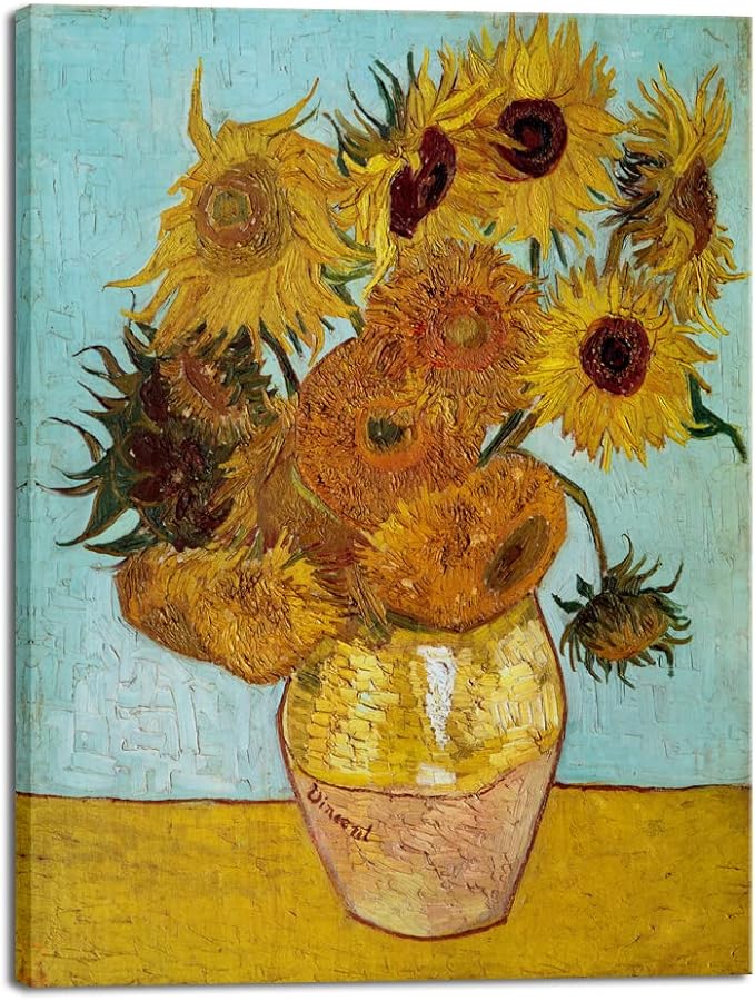 Wieco Art Large Canvas Wall Art Sunflower by Vincent Van Gogh Oil Paintings Reproduction Abstract Wall Decorations for Living Room Home Office Decorations