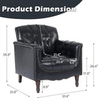 Lumibee Faux Leather Armchairs, Contemporary Accent Chairs Set of 2 with Nailhead Trims & Wood Legs for Living Room, Upholstered Comfy Arm Chairs for Office,Bedroom-Blue Black