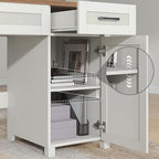 Farmhouse 47" Executive Desk, Computer Desk with Drawers and Cabinet, Workstation Computer Desk for Home Office and Study.