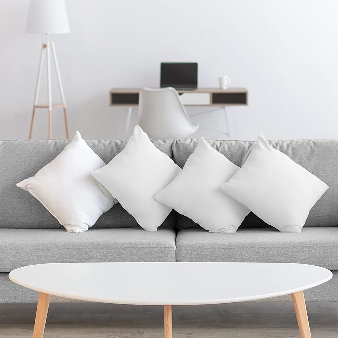 Acanva 20x20 Throw Pillow Inserts Set of 2, Premium Polyester Fiber Fill Square Sham Stuffer Cushion for Sofa, Bed, Couch and Chair, Machine Washable, White