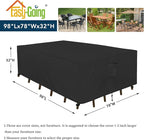 Easy-Going Rectangle Patio Furniture Cover Waterproof Outdoor Dining Table and Chair Cover Anti-UV Outside Sectional Sofa Set Covers (98"L x 78"W x 32"H, Black)