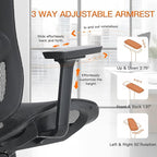 Ergonomic Office Chair with Lumbar Support, 3D Adjustable Armrest, Mesh Home Office Desk Chairs, Swivel Computer Chair, High Back Reclining Executive Office Chair,400lbs Capacity (Black)