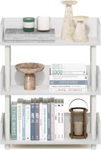 Furinno Turn-N-Tube 3-Tier Display Shelf, Storage Shelves, Book Shelf, Open Shelves with Rounded Corner Top Edges, for Organization and Storage, Living Room, Home Office, White