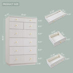 Fluted Dresser for Bedroom, 48" H White 7 Drawer Dressers, Wood Tall Dresser Storage Organizer, Modern Bedroom Chest with Deep Storage for Closet Hallway, Entryway, Living Room White
