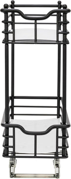 Household Essentials Glidez Multipurpose Paint-Finished Steel Pull-Out/Slide-Out Storage Organizer with Plastic Liners for Under Cabinet Use - 2-Tier Design, Black