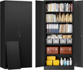 BESFUR 71" H Metal Storage Cabinet with 5 Adjustable Shelves and Lockable Doors, Locking Cabinet for Garage, Classroom and Office - Black