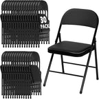 30 Pack Black Folding Chairs with Padded Cushion for Outside, Portable Stackable Commercial Metal Foldable Chairs with Steel Frame for Home Events Office Wedding Party, 350lbs Capacity