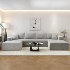 135.4" Cloud Sectional Couch with 1 Ottoman,Modern Modular Sofa with Deep Seat, Comfort U Shaped Sofa Couches for Living Room Bedroom Apartments,No Assembly Required, (Grey,Right Facing Chaise)