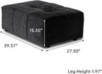 JACH Modern Ottoman Seat for Living Room, Linen Fabric Ottomans, Minimalist Foot Stool, Comfy Breathable Footstool for Living Room Apartment (Black)