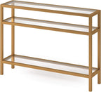 Henn&Hart 42" Wide Rectangular Console Table in Brass, Entryway Table, Accent Table for Living Room, Hallway