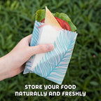 Akeeko Reusable Beeswax Food Wraps - Assorted 9 Packs, Reusable, Plastic-Free Food Storage, 5 Small, 2 Medium, 1 Large Wraps, 1 Extra Large with Tropical Leave Pattern
