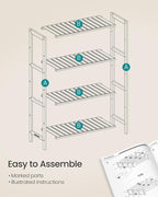 SONGMICS Bamboo Storage Shelf, 4-Tier Shelving Unit, Multifunctional, in The Entryway, Bathroom, Living Room, Balcony, Kitchen, 10.2 x 23.6 x 39.4 Inches, Light Bamboo UBCB034Y01