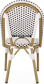 Christopher Knight Home Philomena Outdoor French Bistro Chair (Set of 4), Black + White + Bamboo Print Finish