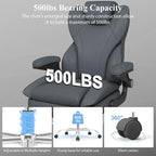 Office Desk Chair, Executive Leather Office Chair, High Back Ergonomic Home Desk Chair with Padded Flip-up Arms, Big and Tall Computer Chair with Rocking Function, 360°Swivel Free, Gray
