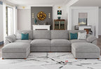 EASE MOOSE Oversized Sectional Modular Sofa with Ottoman,Modern Luxury Deep seat U Shape Modular Sofa Removable and Washable