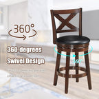 COSTWAY Bar Stools, Counter Height Dining Chair, Fabric Upholstered 360 Degree Swivel, PVC Cushioned Seat, Perfect for Dining and Living Room