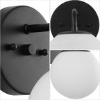 JONATHAN Y JYL3534B Louis Parisian Globe 5.75" 1-Light Metal/Frosted Glass Modern Contemporary LED Vanity Light Midcentury, Glam, Transitional, Bathroom, Powder Room, Dressing Room, Bedroom, Black