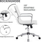 White Office Chairs Computer Conference Swivel Chair with Wheels and Arms Leather Home Office Desk Chair Mid Back Adjustable Chairs for Girls…