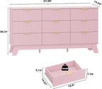 Fluted Dresser for Bedroom with 9 Drawers, 57" Pink Dressers & Chest of Drawers for Girls, Mid Century Modern Dresser of Closet TV Stand, Boho Wood Chests of Drawer for Living Room, Hallway, Pink
