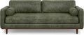 SIMPLIHOME Morrison 89-inch Wide Sofa in Moss Green Genuine Leather, Mid-Century Modern Design Couch for Living Room, Single Bench Cushion, 2 Back Cushions, 2 Bolster Pillows