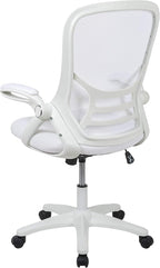 Flash Furniture Porter High-Back Swivel Office Chair with Adjustable Lumbar Support and Height, Ergonomic Mesh Desk Chair with Flip-Up Armrests, White