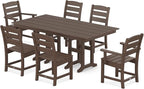 POLYWOOD Lakeside Dining Set, Table and Chairs, 5-Piece, HDPE Outdoor Patio Furniture, Fade-Proof, Mahogany, Deck, Garden, Backyard
