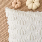 Kevin Textile Fall Pumpkins Pillow Covers 18x18 Inch Set of 2 Cute Autumn Decorative Square Pillowcases Soft Faux Fur Cushions Harvest Gift for Couch Sofa Chair Bedroom Home Decor, Cream White