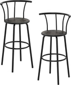 VECELO Bar Stools Set of 2, Swivel Counter Barstools with Backrest, Bar Height Chairs for Dining Room, Kitchen Island, Pub, Easy Assembly, Retro Grey