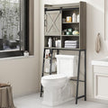 Over The Toilet Storage Cabinet, Farmhouse Storage Cabinet Over Toilet with Sliding Barn Door,Home Space-Saving Toilet Rack, for Bathroom, Restroom, Laundry, Grey