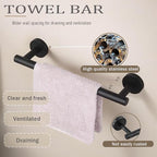 Matte Black Bathroom Hardware Set 7 Piece Towel Rack for Bathroom Modern Towel Bar Set Stylish Storage Solution Essential Bath Accessories