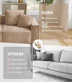 WILLOVE 47'' Single Sofa with Ottoman, Chenille Cloud Couch with Wide Armrests & 3 Pillows, Deep Seat Couches for Living Room, Khaki