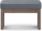 SIMPLIHOME Milltown 27 inch Wide Contemporary Rectangle Footstool Ottoman Bench in Stone Grey Vegan Faux Leather, Assembled, For the Living Room and Bedroom