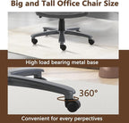CLATINA Big and Tall Executive Office Chair, Extra Wide Seat, 800 LBS Capacity Heavy Duty Ergonomic Cloth Desk Chair with Wheels and Padded Armrests, High Back Fabric Computer Task Chair, Grey