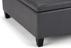 SIMPLIHOME Ellis 36 inch Wide Contemporary Square Coffee Table Storage Ottoman in Stone Grey Vegan Faux Leather, Assembled, For the Living Room and Bedroom
