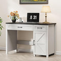 Farmhouse 47" Executive Desk, Computer Desk with Drawers and Storage Cabinet, Workstation Computer Desk for Home Office and Study(Black