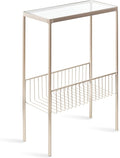 Kate and Laurel Trubey Modern Side Table, 15.75 x 8 x 24.6, Silver, Contemporary End Table with Glass Top