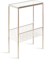 Kate and Laurel Trubey Modern Side Table, 15.75 x 8 x 24.6, Silver, Contemporary End Table with Glass Top