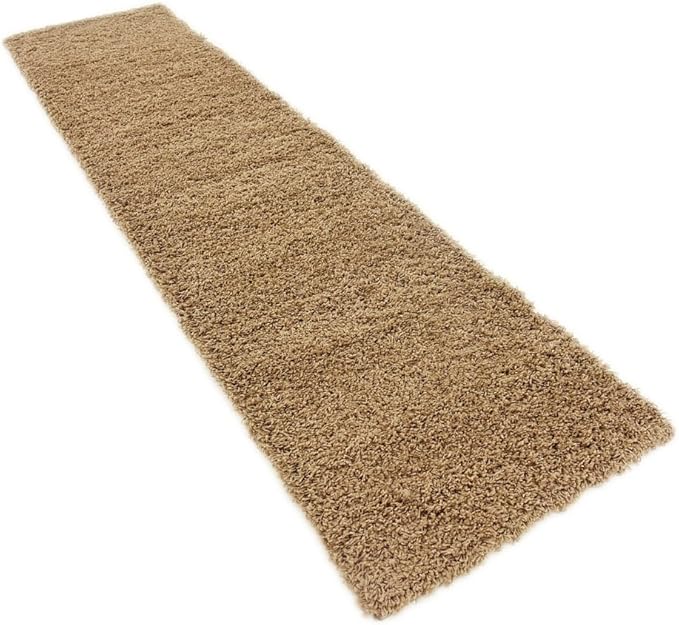 Unique Loom Solid Shag Collection Area Rug (2' 7" x 10' Runner, Sandy Brown)