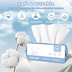 Disposable Face Towels 200 Count, Ultra Soft & Thick Facial Towels for Sensitive Skin, Biodegradable & Lint-Free Makeup Remover Dry Wipes, Multi-Purpose Cleansing Towelettes for Face Wipes