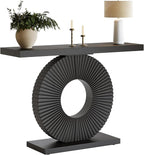 Tribesigns Modern Entryway Console Table, 39 inch Wooden Narrow Sofa Table Behind Couch with Geometric Base, Contemporary Accent Table for Living Room, Entrance, Hallway, Black
