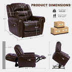 EONIX Classic Dual Motor Power Lift Recliner Chair for Elderly, 400lbs Heavy Duty Breathable Faux Leather Recliner with Heat and Massage, Lay Flat Lift Chair Recliner for Adults, SLRY005, Dark Brown