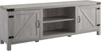 Walker Edison Georgetown Modern Farmhouse Double Barn Door TV Stand for TVs up to 80 Inches, 70 Inch, Stone Grey